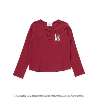 日本童裝 NEXCHIC x The Rolling Stones 繫帶羅紋上衣 110-150cm 女童款 秋季 TOPS 其他品牌童裝 聖誕紅/新年紅