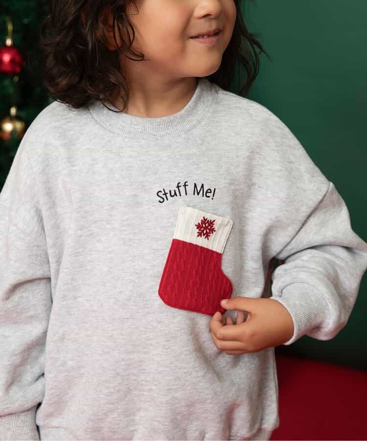 日本童裝 BREEZE 聖誕襪口袋衛衣 80-140cm 男童款/女童款 冬季 Tops Christmas 聖誕快樂特輯 聖誕服裝/飾物配件