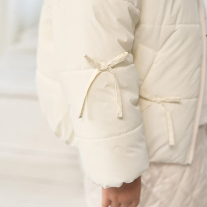 日本童裝 Ly# mine 蝴蝶結夾棉外套 100-150cm 女童款 冬季 (適合寒冷天氣、溫度低天氣）OUTERWEAR