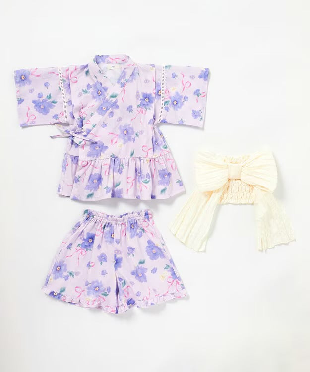 日本童裝 aF#a325 日本甚平 日本和服 90-130cm 女童款 夏季 TOPS PANTS 日本夏祭慶典特輯