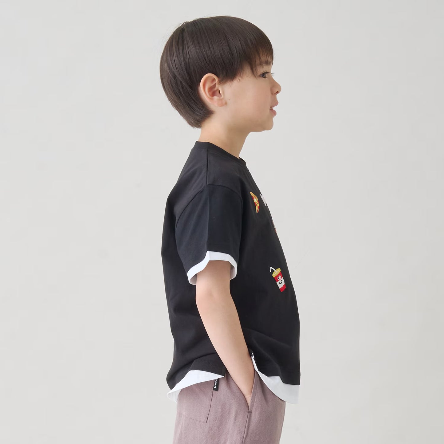 日本童裝 b・R# 假兩件刺繡圖案上衣 90-140cm 男童款 夏季 TOPS