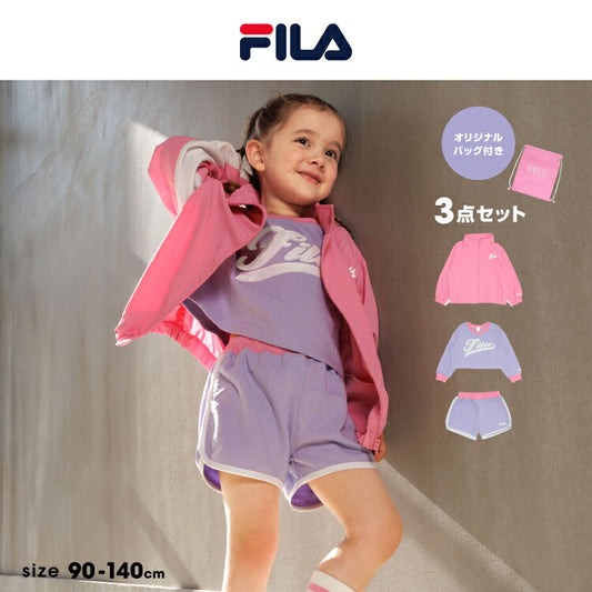 BDL x FILA Special Edition 3-Piece Set with Sports Backpack (90-140cm) for Girls Spring/Summer: TOPS PANTS OUTERWEAR 