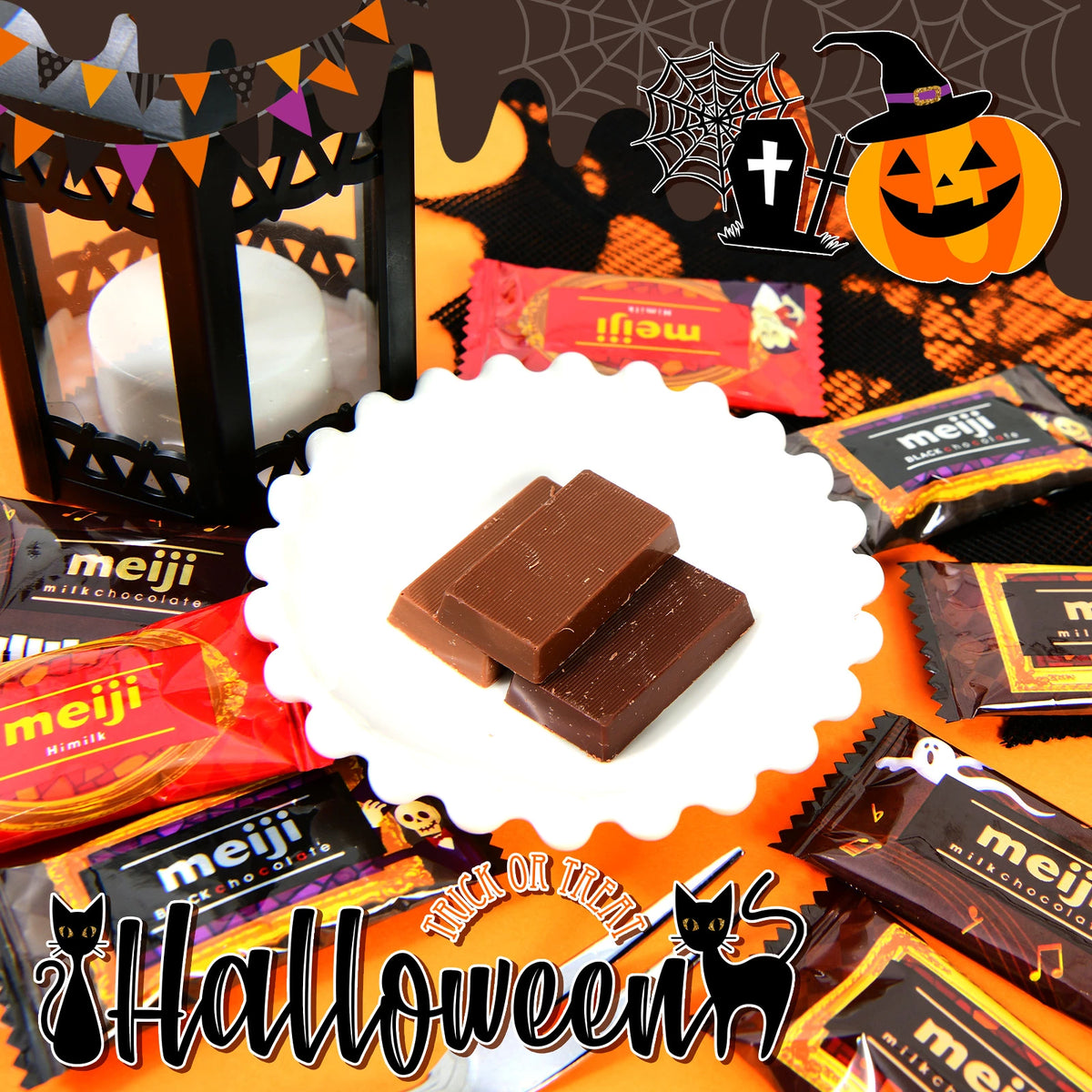 ‼️6/10晚上12點截單‼️日本直送 明治 最佳三色朱古力 Halloween限定零食 Halloween攪鬼特輯 萬聖節