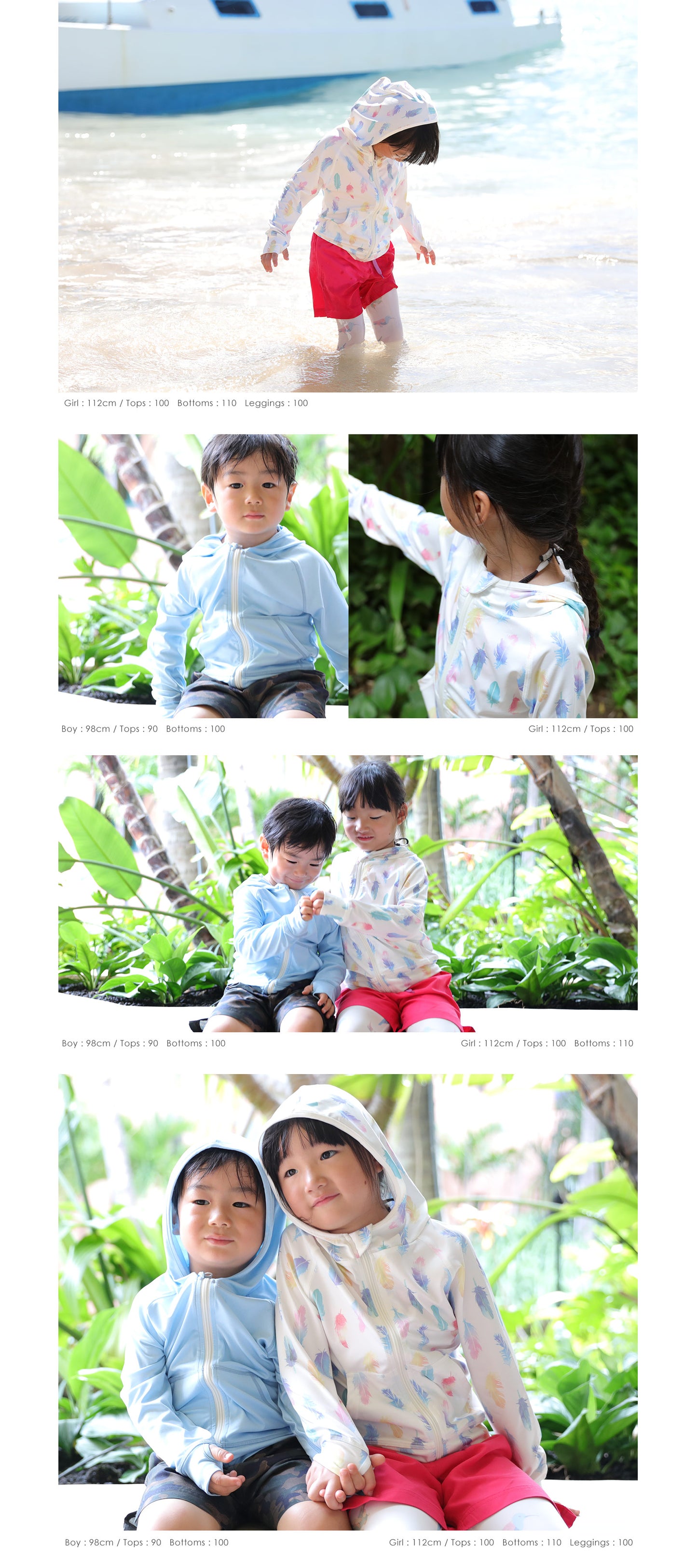 Directly from Japan, this hooded long-sleeved jacket is both cool and comfortable to wear. It's UV-resistant (98%), UPF50+, and chlorine-resistant. It's quick-drying and lightweight, 80-150cm wide. Summer swimsuits for boys and girls. 