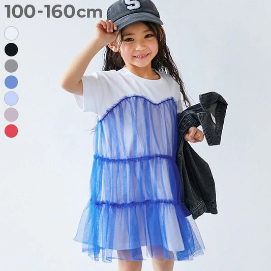 日本童裝 dev!rock 薄紗拼接連身裙 100-160cm 女童款 夏季 DRESSES