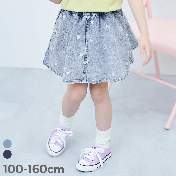 日本童裝 dev!rock 心形刺繡牛仔短裙 100-160cm 女童款 夏季 SKIRTS