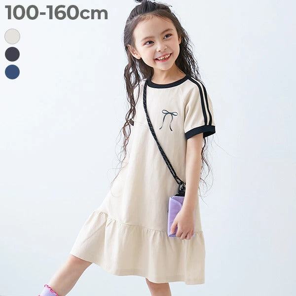 日本童裝 dev!rock 側條紋短袖連身裙 100-160cm 女童款 夏季 DRESSES