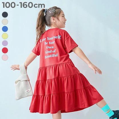 日本童裝 dev!rock 層疊裙擺印花連身裙 100-160cm 女童款 夏季 DRESSES