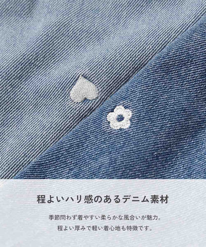 日本童裝 dev!rock 愛心花朵刺繡牛仔短褲 100-160cm 女童款 夏季 PANTS