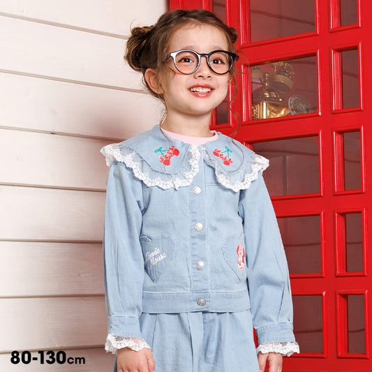 日本童裝 BDL x Disney 蕾絲荷葉領牛仔外套 80-130cm 女童款 夏季 OUTERWEAR