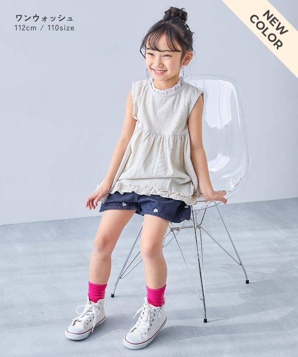 日本童裝 dev!rock 愛心花朵刺繡牛仔短褲 100-160cm 女童款 夏季 PANTS