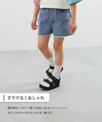 日本童裝 dev!rock 寬鬆水洗牛仔短褲 100-160cm 女童款 夏季 PANTS