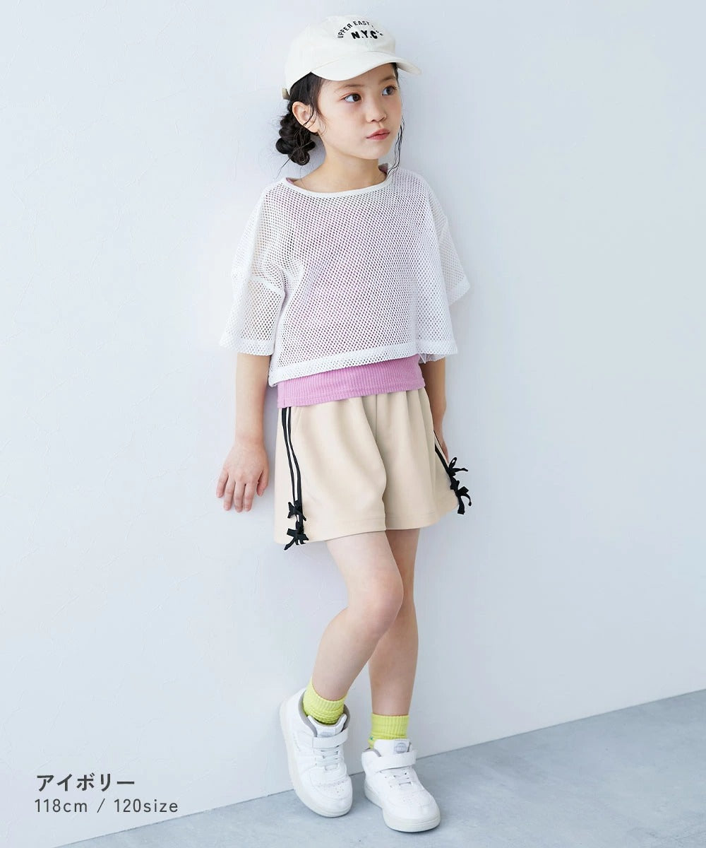 日本童裝 dev!rock 側條紋緞帶短褲 100-160cm 女童款 夏季 PANTS