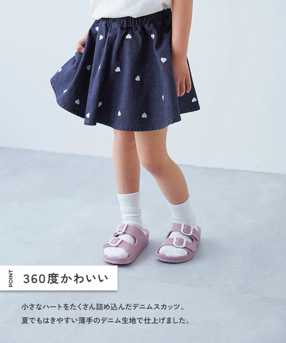 日本童裝 dev!rock 心形刺繡牛仔短裙 100-160cm 女童款 夏季 SKIRTS