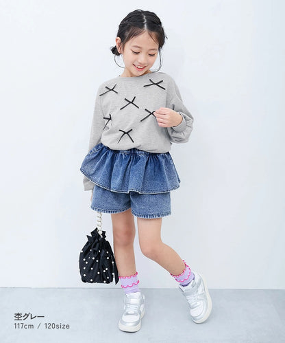 日本童裝 dev!rock 緞帶長袖上衣 100-160cm 女童款 TOPS 春季