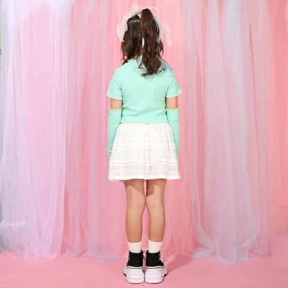 日本童裝 BDL 木耳邊上衣連袖套 90-140cm 女童款 夏季 TOPS