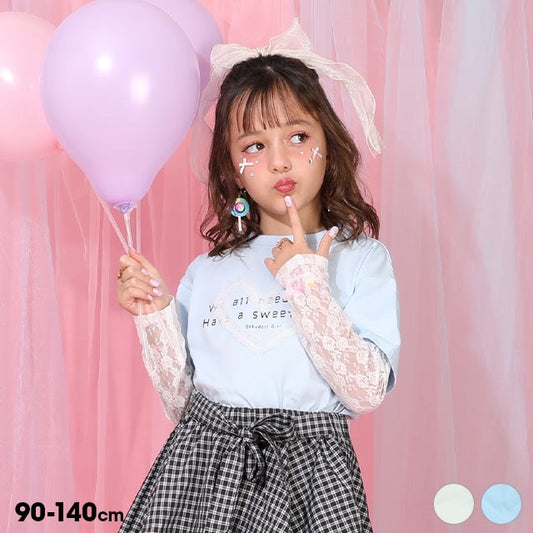 日本童裝 BDL 假兩件蕾絲袖上衣 90-140cm 女童款 夏季 TOPS