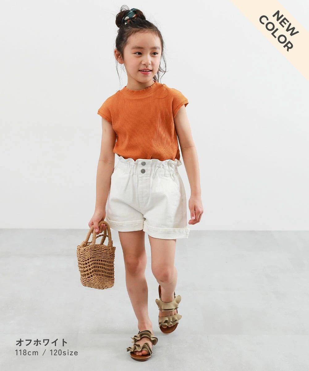 日本童裝 dev!rock 高腰荷葉邊牛仔短褲 100-160cm 女童款 夏季 PANTS