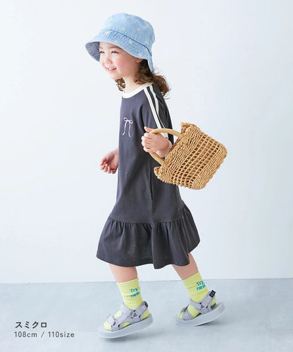 日本童裝 dev!rock 側條紋短袖連身裙 100-160cm 女童款 夏季 DRESSES