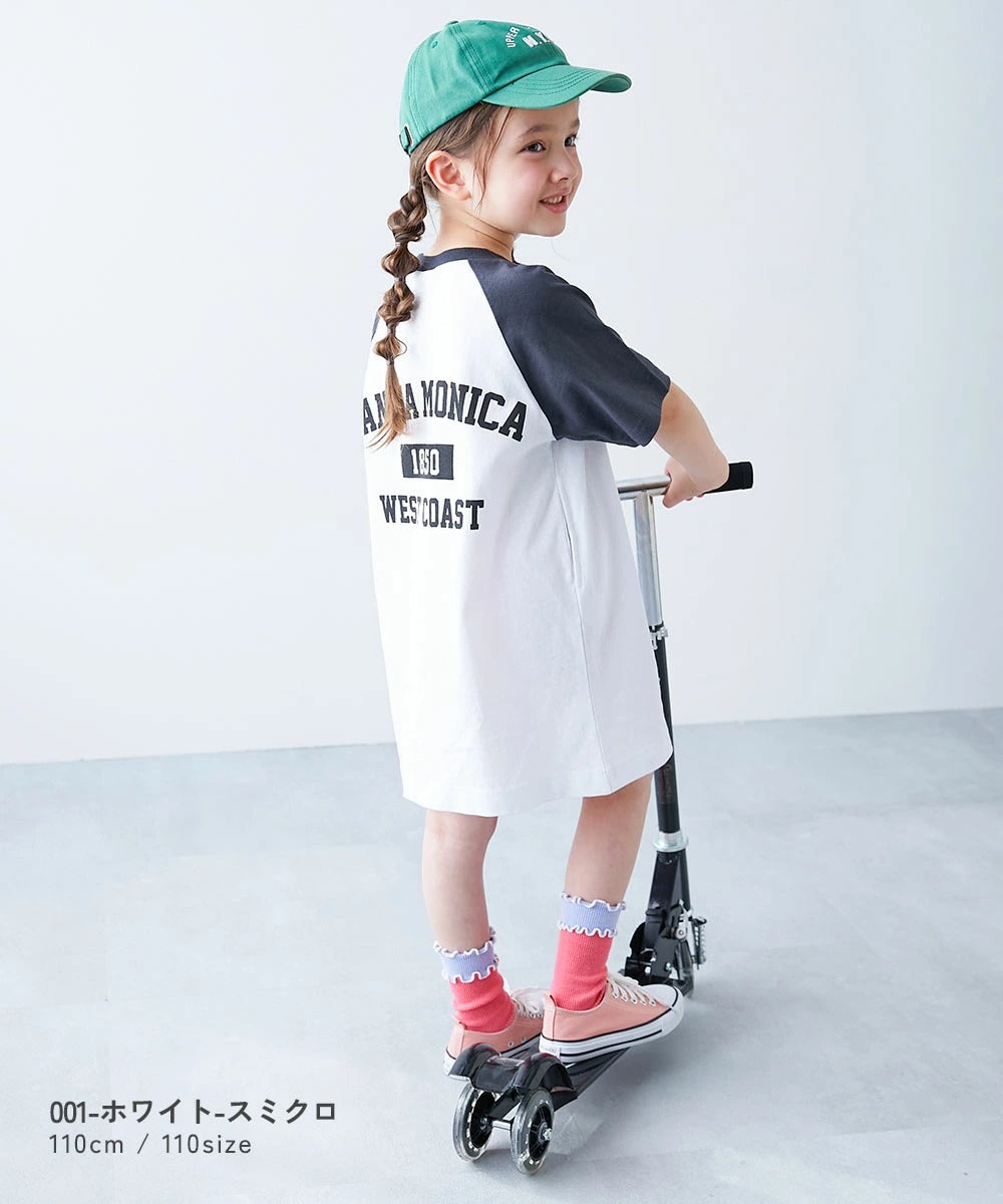 日本童裝 dev!rock 	印花七分袖插肩連身裙 100-160cm 女童款 夏季 DRESSES