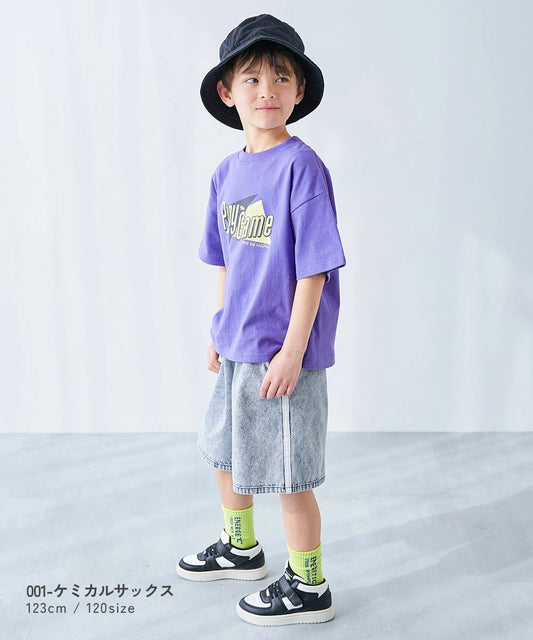 日本童裝 dev!rock 側條紋輕薄牛仔短褲 100-160cm 男童款 PANTS 夏季