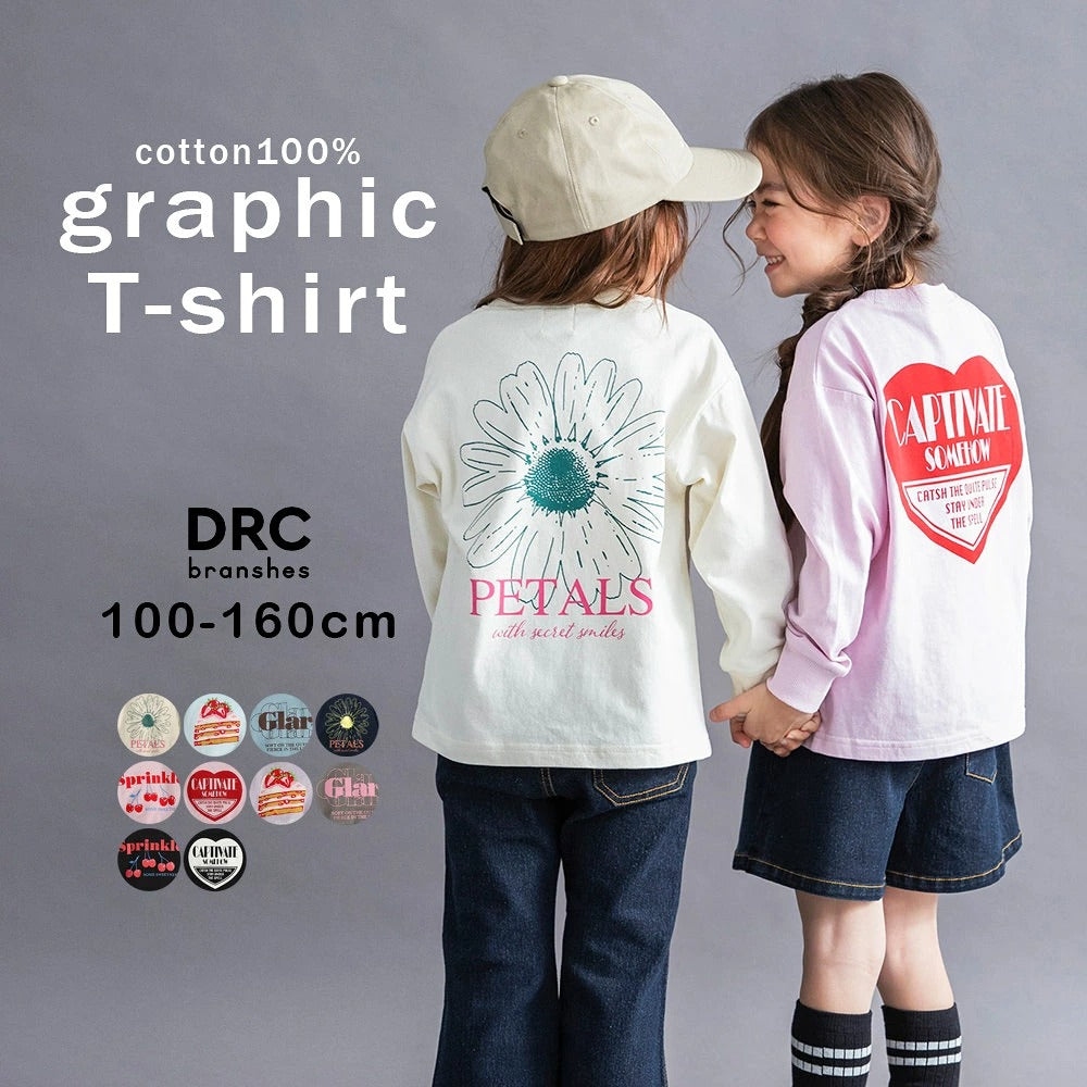 日本童裝 Branshes 印花長袖上衣 100-160cm 女童款 秋季 TOPS