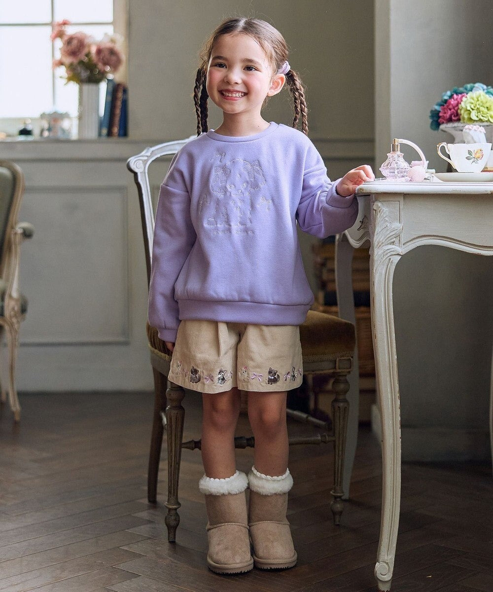 日本童裝 aF#a325 貓咪刺繡燈芯絨短褲 110-160cm 女童款 冬季 PANTS