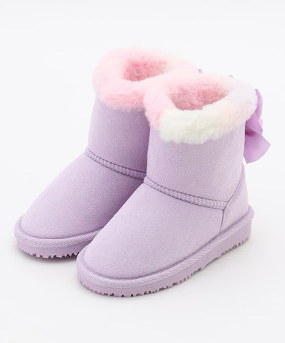 日本直送 aF#a325 蝴蝶結裝飾毛毛雪靴 16-22cm 鞋系列 其他品牌