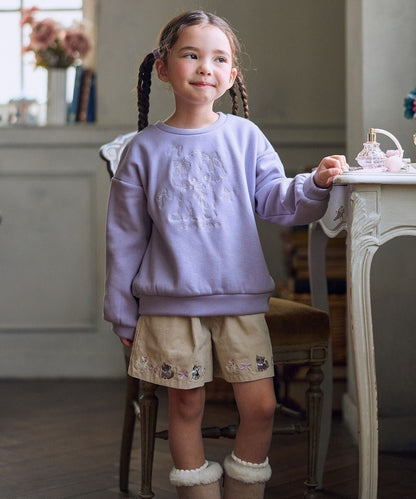 日本童裝 aF#a325 貓咪刺繡燈芯絨短褲 110-160cm 女童款 冬季 PANTS