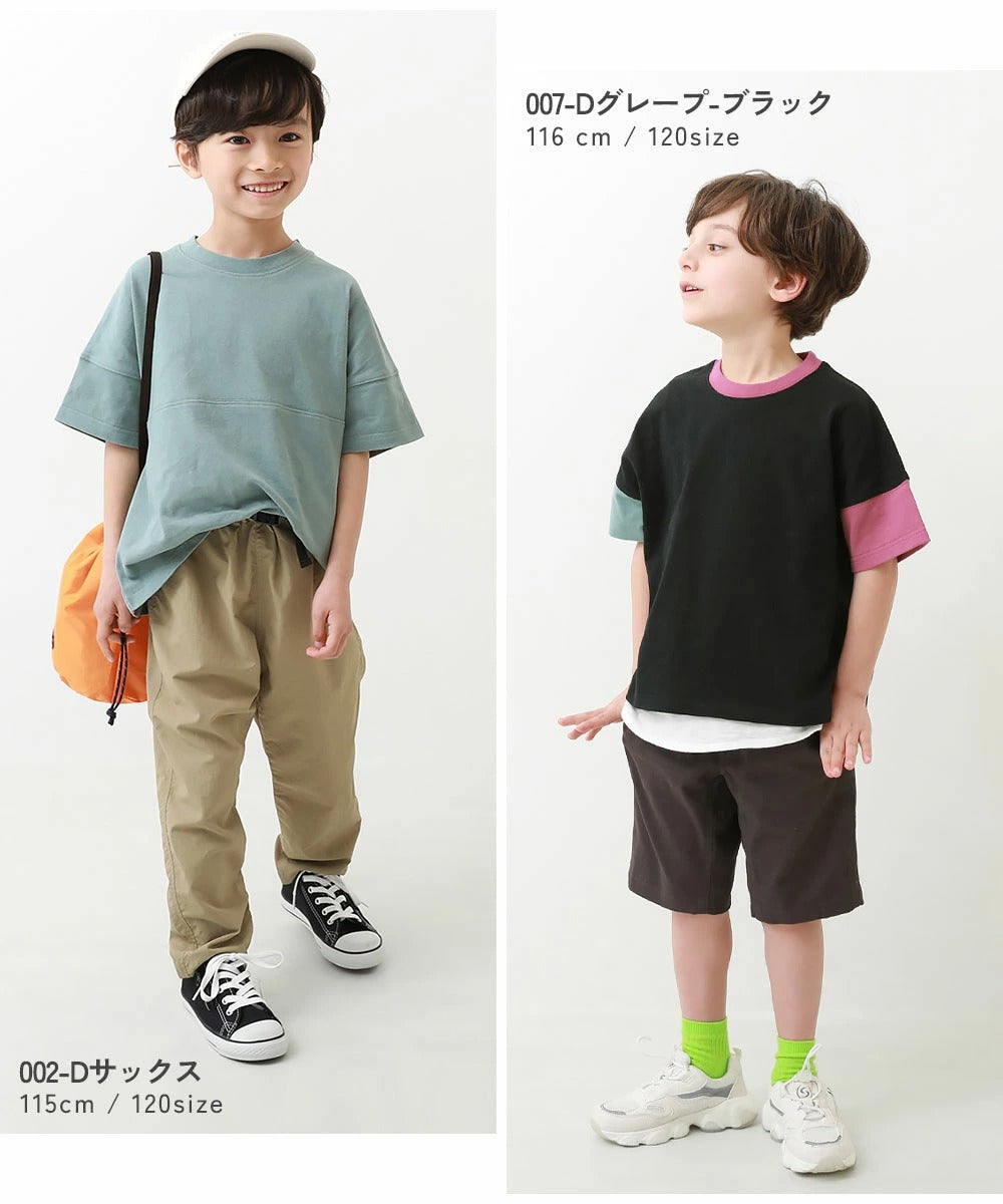 日本童裝 dev!rock 耐穿 耐洗不易變形 撞色拼接短袖上衣 80-160cm 男童款/女童款 TOPS 夏季
