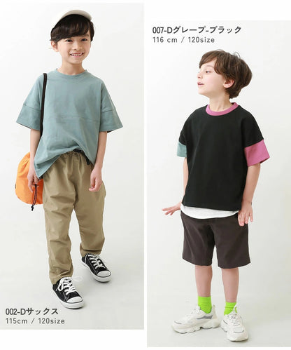 日本童裝 dev!rock 耐穿 耐洗不易變形 撞色拼接短袖上衣 80-160cm 男童款/女童款 TOPS 夏季