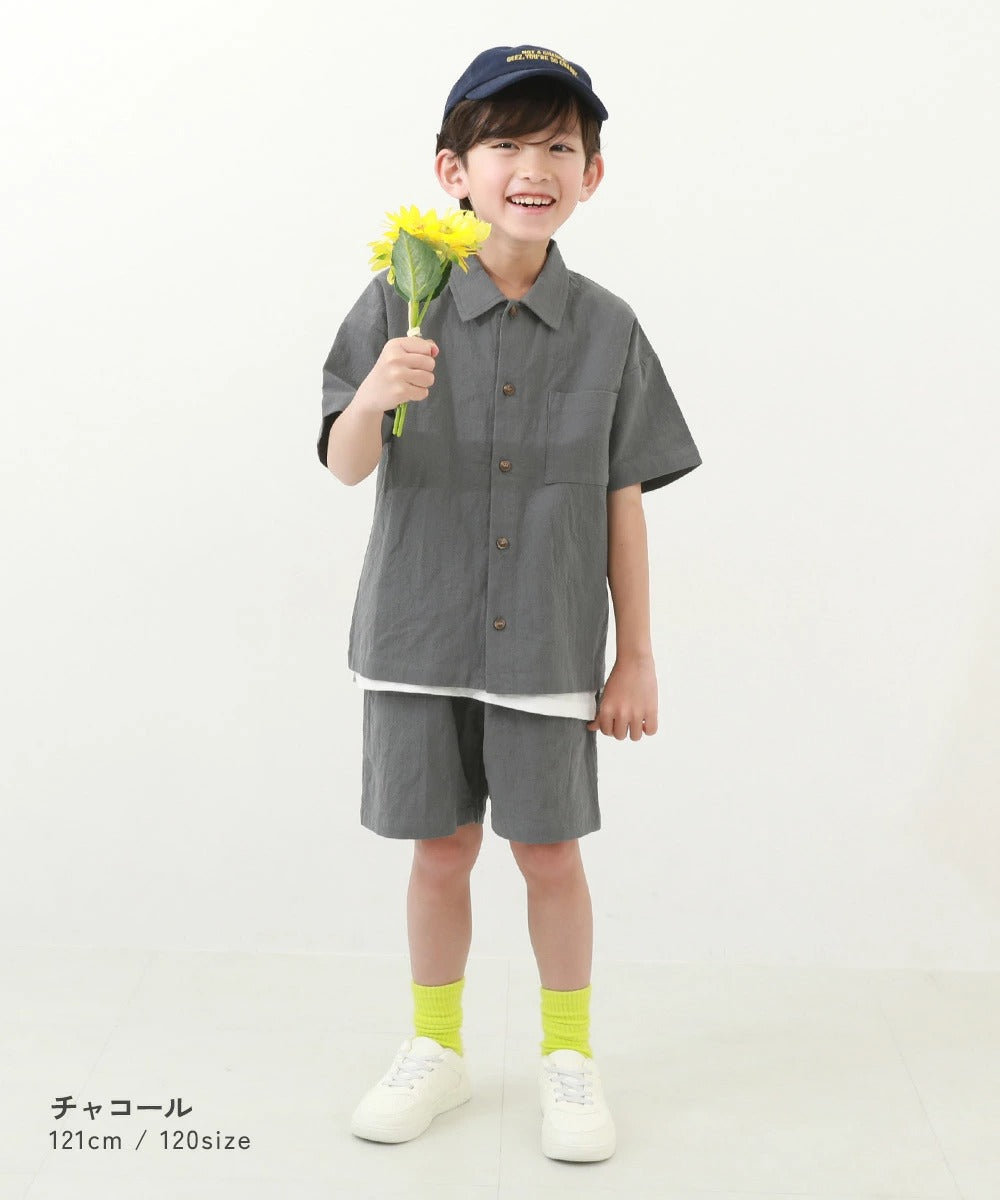 日本童裝 dev!rock 短袖襯衫套裝 100-160cm 男童款 TOPS PANTS 夏季