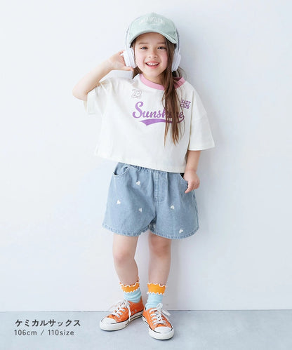 日本童裝 dev!rock 愛心花朵刺繡牛仔短褲 100-160cm 女童款 夏季 PANTS