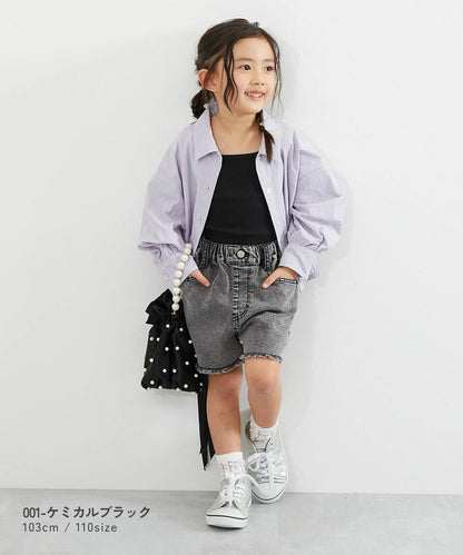 日本童裝 dev!rock 寬鬆水洗牛仔短褲 100-160cm 女童款 夏季 PANTS