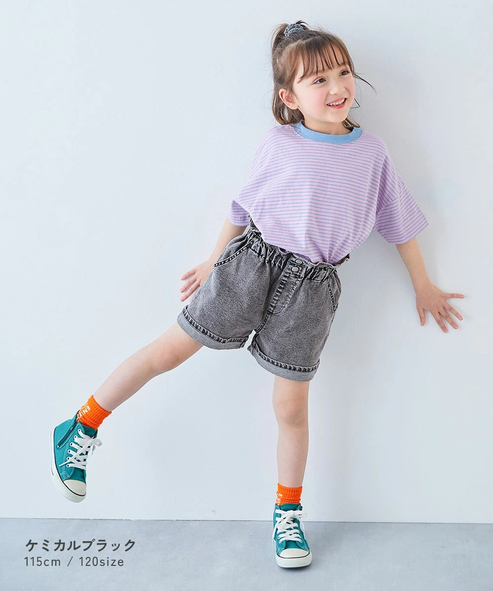 日本童裝 dev!rock 高腰荷葉邊牛仔短褲 100-160cm 女童款 夏季 PANTS