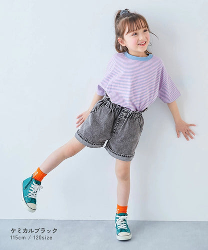 日本童裝 dev!rock 高腰荷葉邊牛仔短褲 100-160cm 女童款 夏季 PANTS