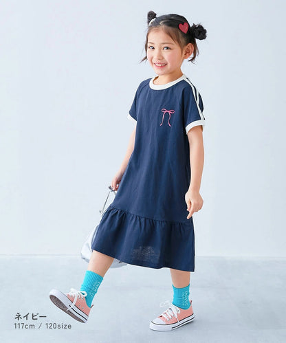 日本童裝 dev!rock 側條紋短袖連身裙 100-160cm 女童款 夏季 DRESSES
