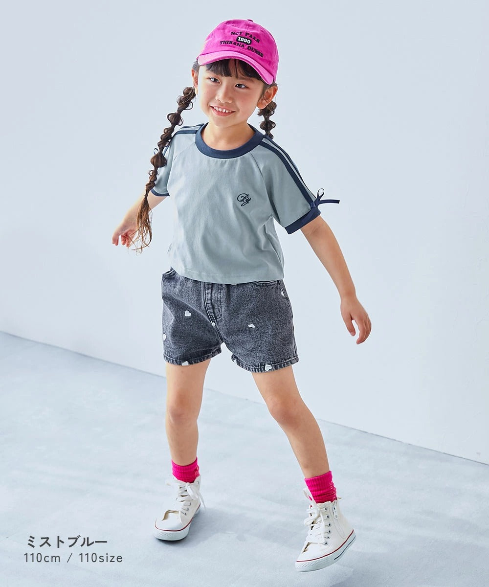 日本童裝 dev!rock 側緞帶條紋上衣 100-160cm 女童款 夏季 TOPS