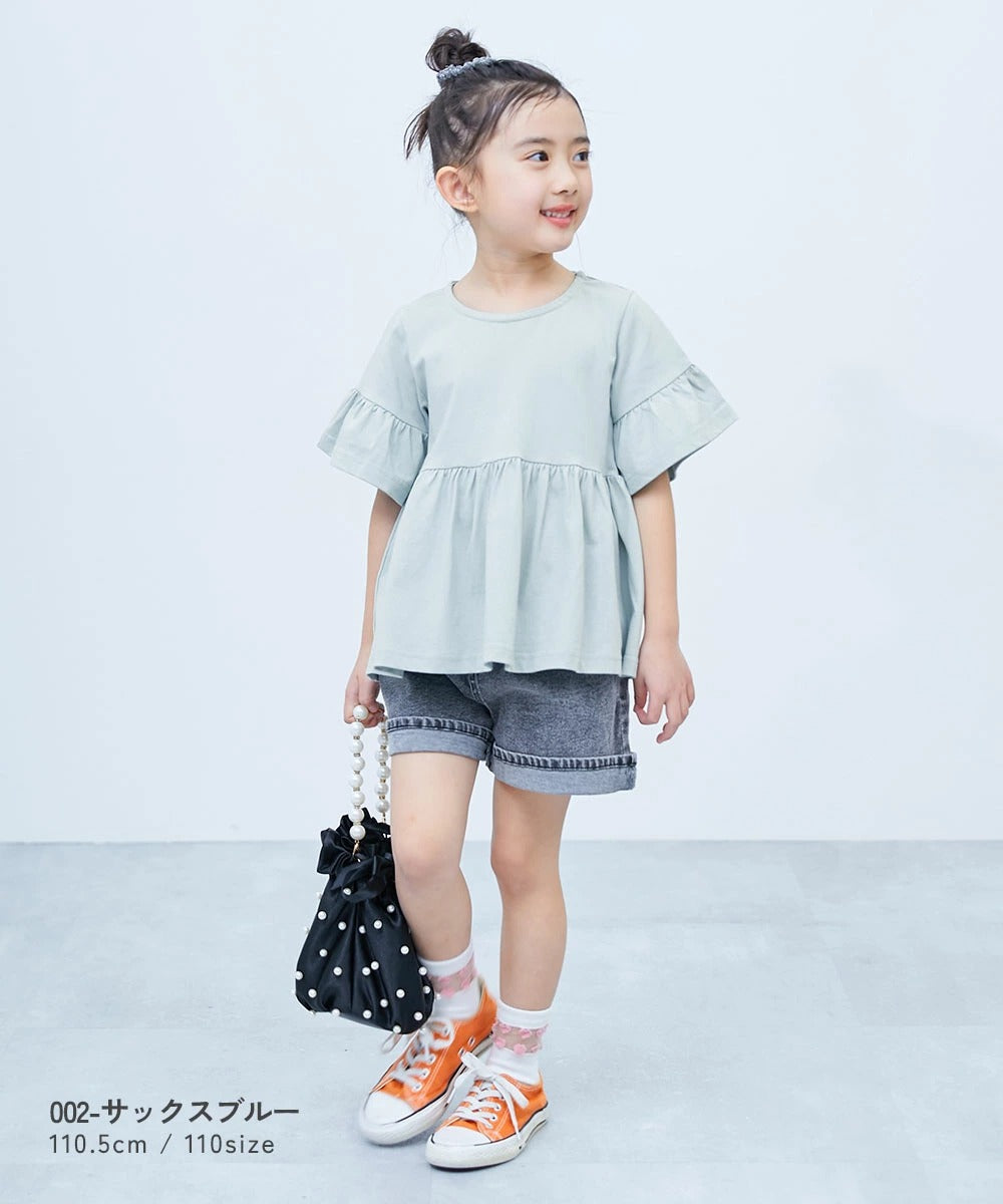 日本童裝 dev!rock 裙邊短袖上衣 100-160cm 女童款 夏季 TOPS
