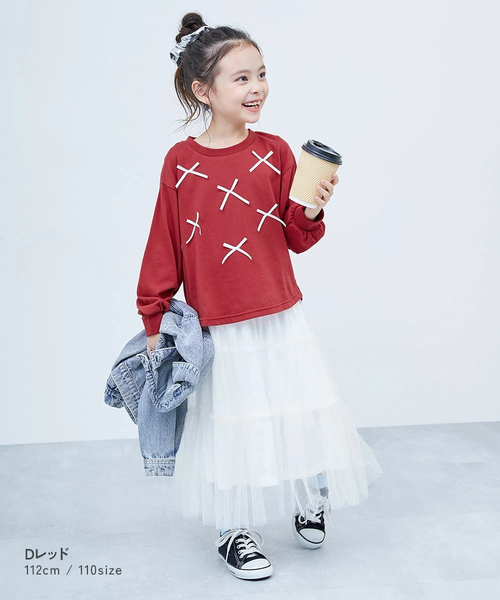 日本童裝 dev!rock 緞帶長袖上衣 100-160cm 女童款 TOPS 春季