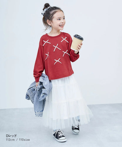 日本童裝 dev!rock 緞帶長袖上衣 100-160cm 女童款 TOPS 春季