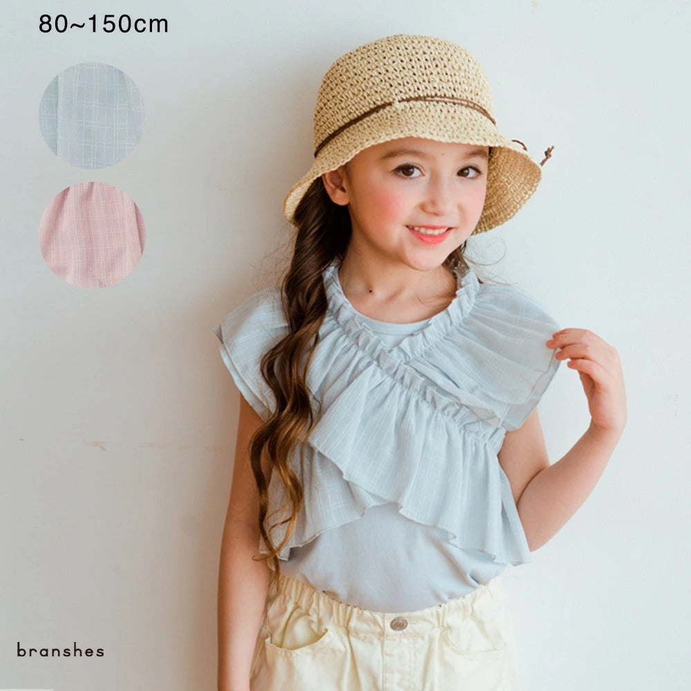 日本童裝 Branshes 荷葉邊交叉上衣 80-150cm 女童款 夏季 TOPS