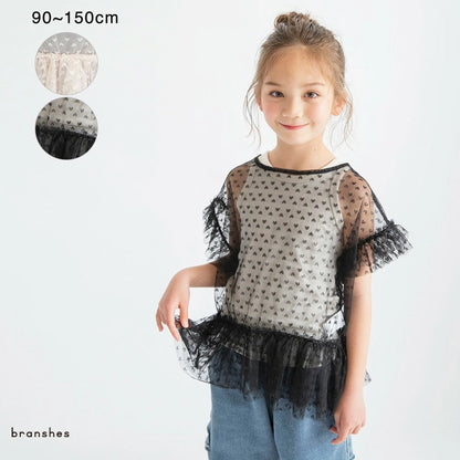 日本童裝 Branshes 心形薄紗上衣及背心套裝 90-150cm 女童款 夏季 TOPS