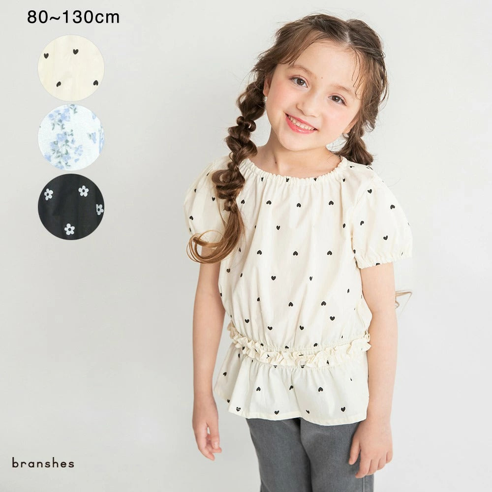 日本童裝 Branshes 束腰短袖上衣 80-130cm 女童款 夏季 TOPS