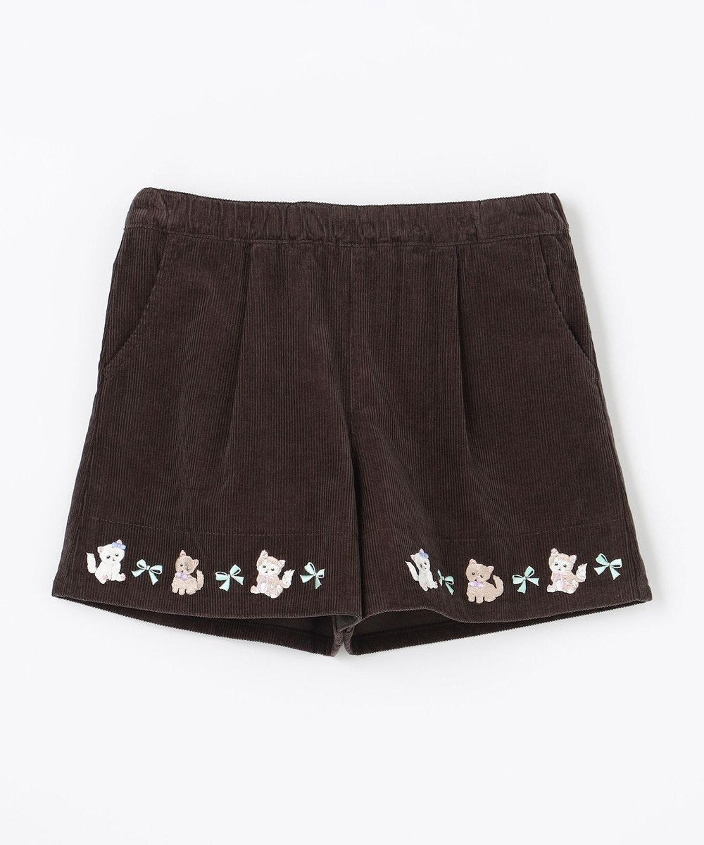 日本童裝 aF#a325 貓咪刺繡燈芯絨短褲 110-160cm 女童款 冬季 PANTS