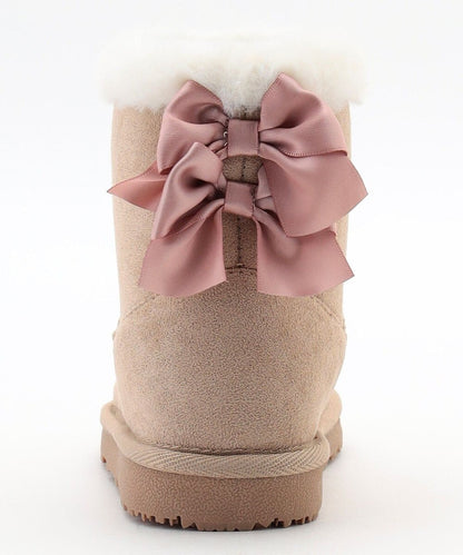 日本直送 aF#a325 蝴蝶結裝飾毛毛雪靴 16-22cm 鞋系列 其他品牌