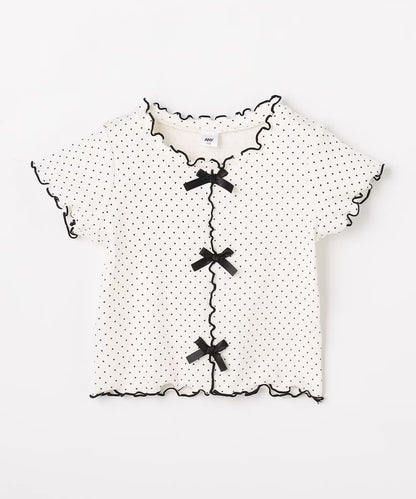 日本童裝 aF#a325 波點蝴蝶結上衣 110-160cm 女童款 夏季 TOPS