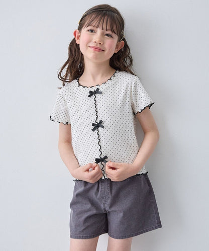 日本童裝 aF#a325 波點蝴蝶結上衣 110-160cm 女童款 夏季 TOPS