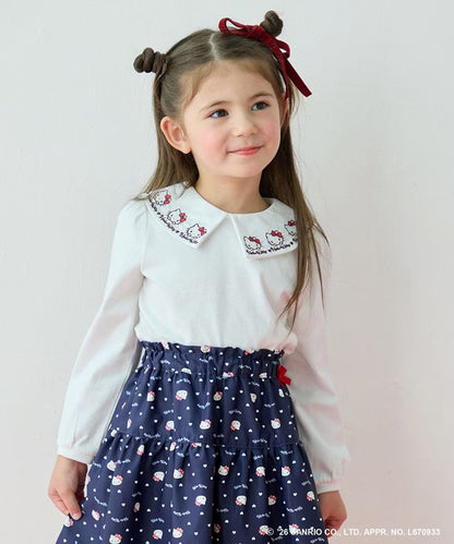 日本童裝 ANY#26 x Sanrio Hello Kitty 刺繡領襯衫 110-150cm 女童款 秋季 TOPS 面試/宴會/表演