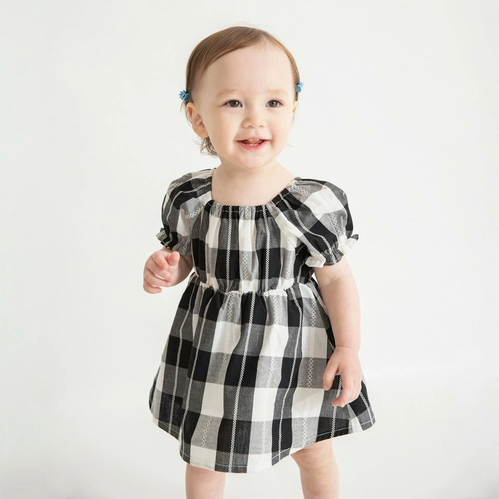 日本童裝 Branshes 格紋連衣 70-80cm 女童款 初生嬰兒 夏季 Jumpsuit